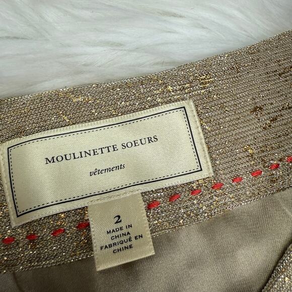 Anthropologie Moulinette Soeurs Fallen Star Gold Ruffle Maxi Skirt Size 2 Boho - Picture 6 of 16